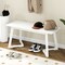 42 Inch White Modern Long Dining Bench with Rubber Wood Legs and Triangular Structure